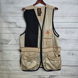 Browning Mens Trapper Creek Mesh Shooting Vest Large Beige Reactar G2 Pocket